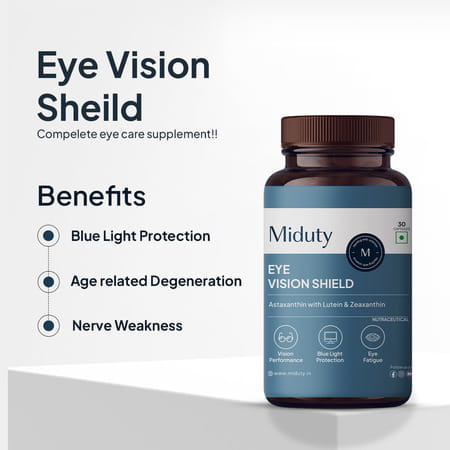 Miduty Eye Vision Shield - Lutemax - Astaxanthin - Blue Light Protection - Eye Care - 30 Capsules