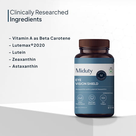 Miduty Eye Vision Shield - Lutemax - Astaxanthin - Blue Light Protection - Eye Care - 30 Capsules