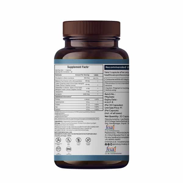 Miduty Eye Vision Shield - Lutemax - Astaxanthin - Blue Light Protection - Eye Care - 30 Capsules