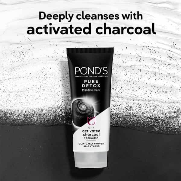 Pond's Pure Detox Face Wash 200 G | With Activated Charcoal For Fresh | Glowing Skin