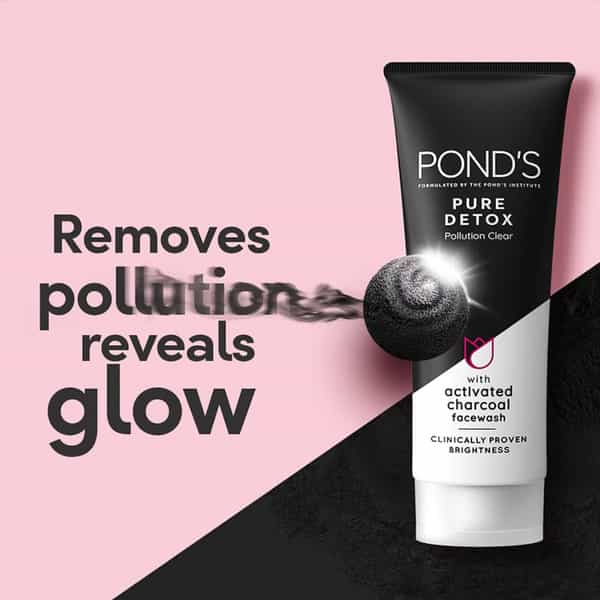 Pond's Pure Detox Face Wash 200 G | With Activated Charcoal For Fresh | Glowing Skin