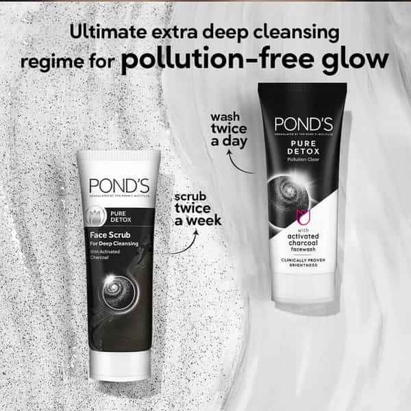 Pond's Pure Detox Face Wash 200 G | With Activated Charcoal For Fresh | Glowing Skin