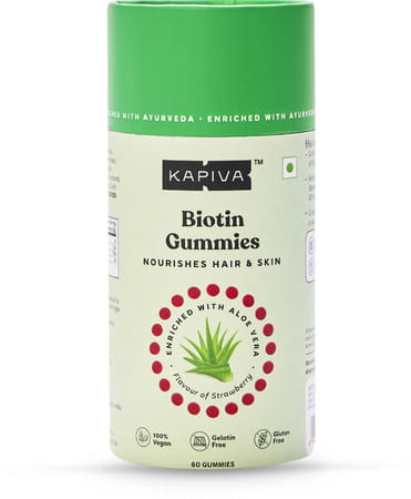 Kapiva Biotin Gummies (Pack Of 60) - Supplement With Aloe Vera For Hair Growth And Healthy Skin