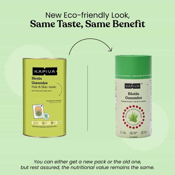 Kapiva Biotin Gummies (Pack Of 60) - Supplement With Aloe Vera For Hair Growth And Healthy Skin