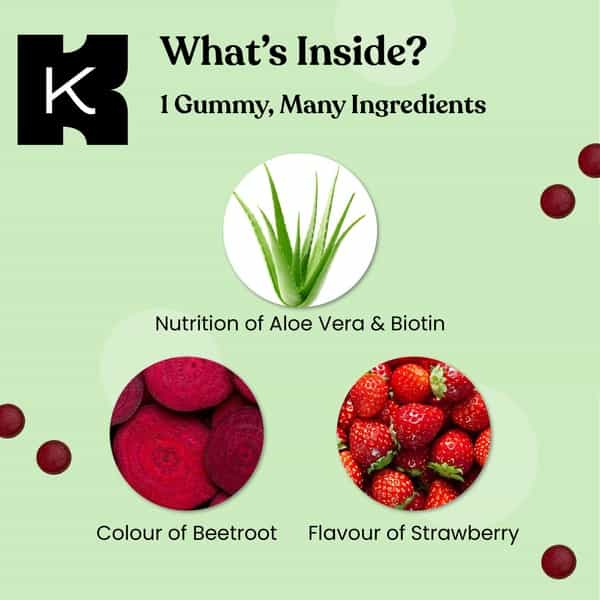 Kapiva Biotin Gummies (Pack Of 60) - Supplement With Aloe Vera For Hair Growth And Healthy Skin