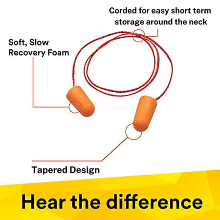 3m Corded Disposable, 1110 Ear Plugs, Extra Soft, Reusable Earbuds Noise Cancellation (Pack Of 100)