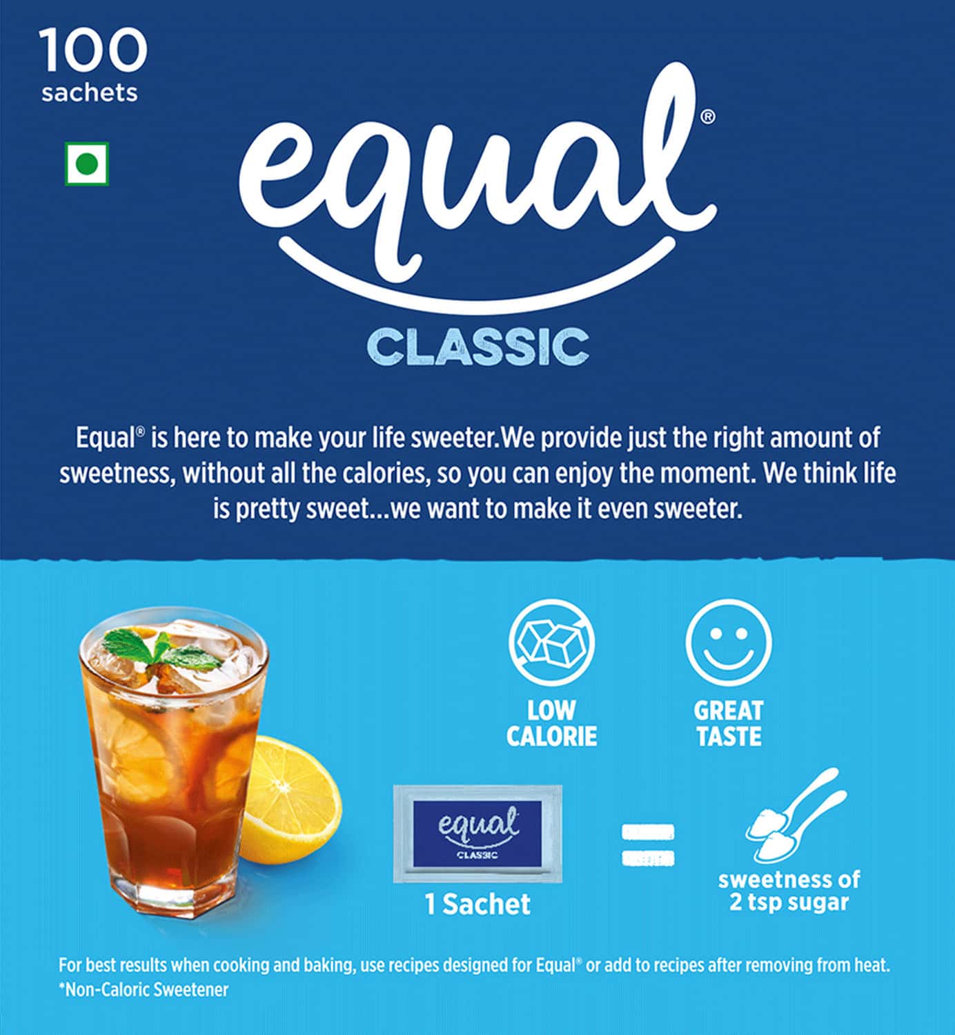 Buy EQUAL CLASSIC ZERO CALORIE SWEETENER SUGAR FREE CALORIE CONTROL 100