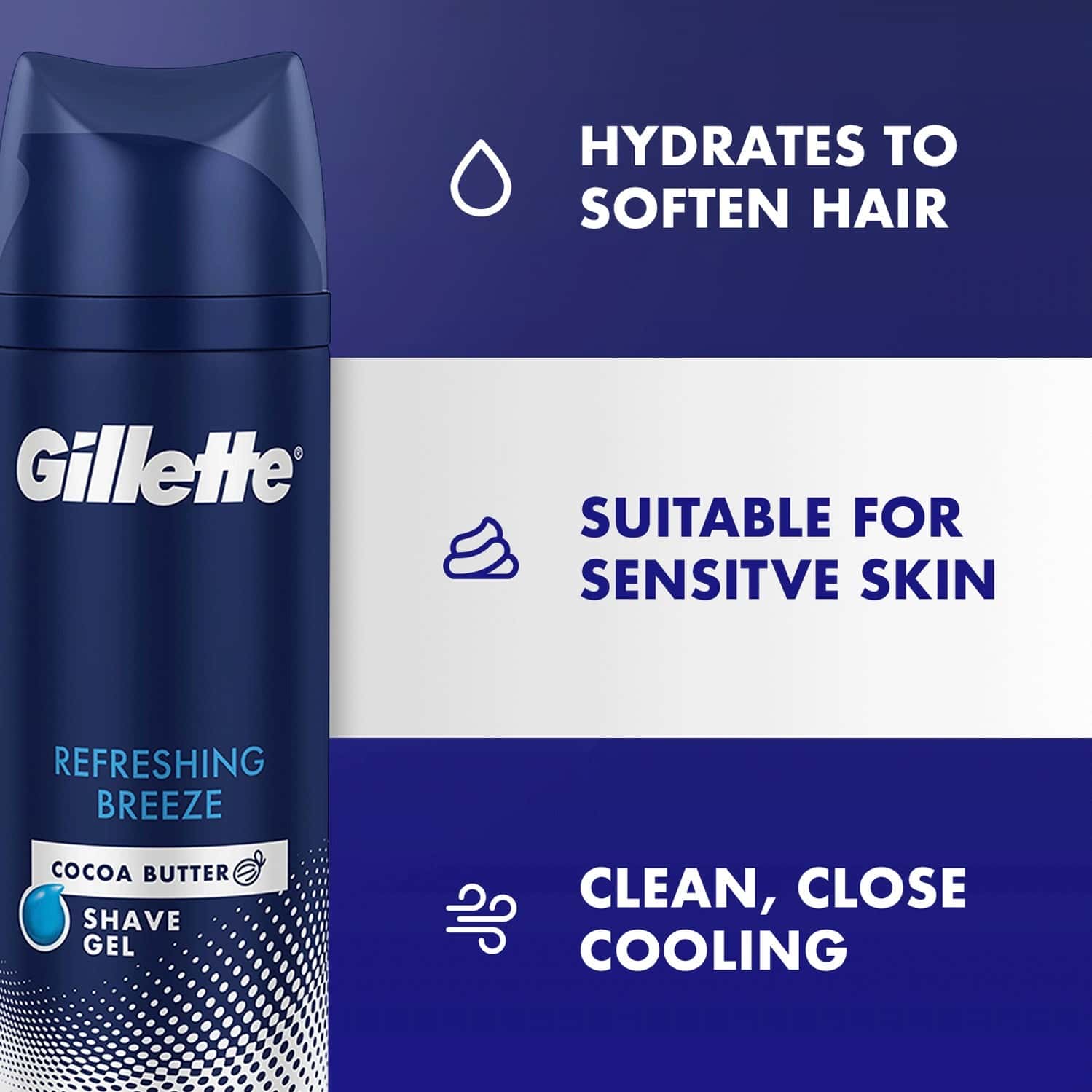 Buy GILLETTE SHAVING GEL REFRESHING BREEZE WITH COCOA BUTTER 200ML