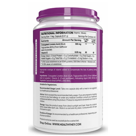 Healthyhey Nutrtion Cla - Conjugated Linoleic Acid - 60 Veg. Capsules
