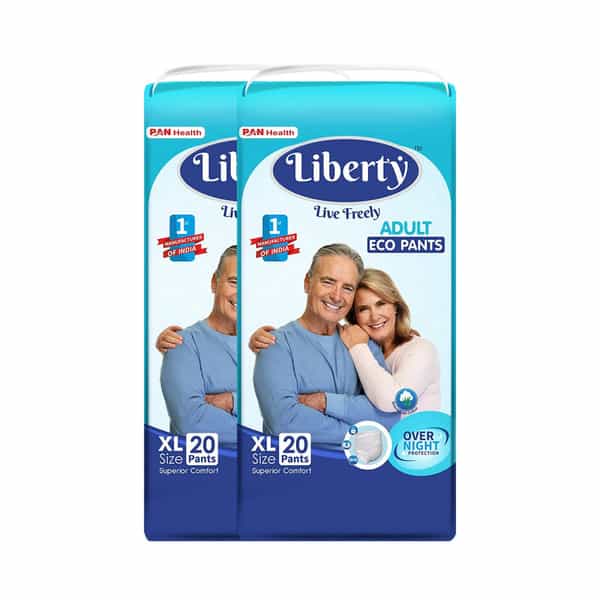 Liberty Eco Adult Diaper Extra Large (Xl) 40 Count Waist Size 38-65 Inch Pack Of 2 20 Count/Pack