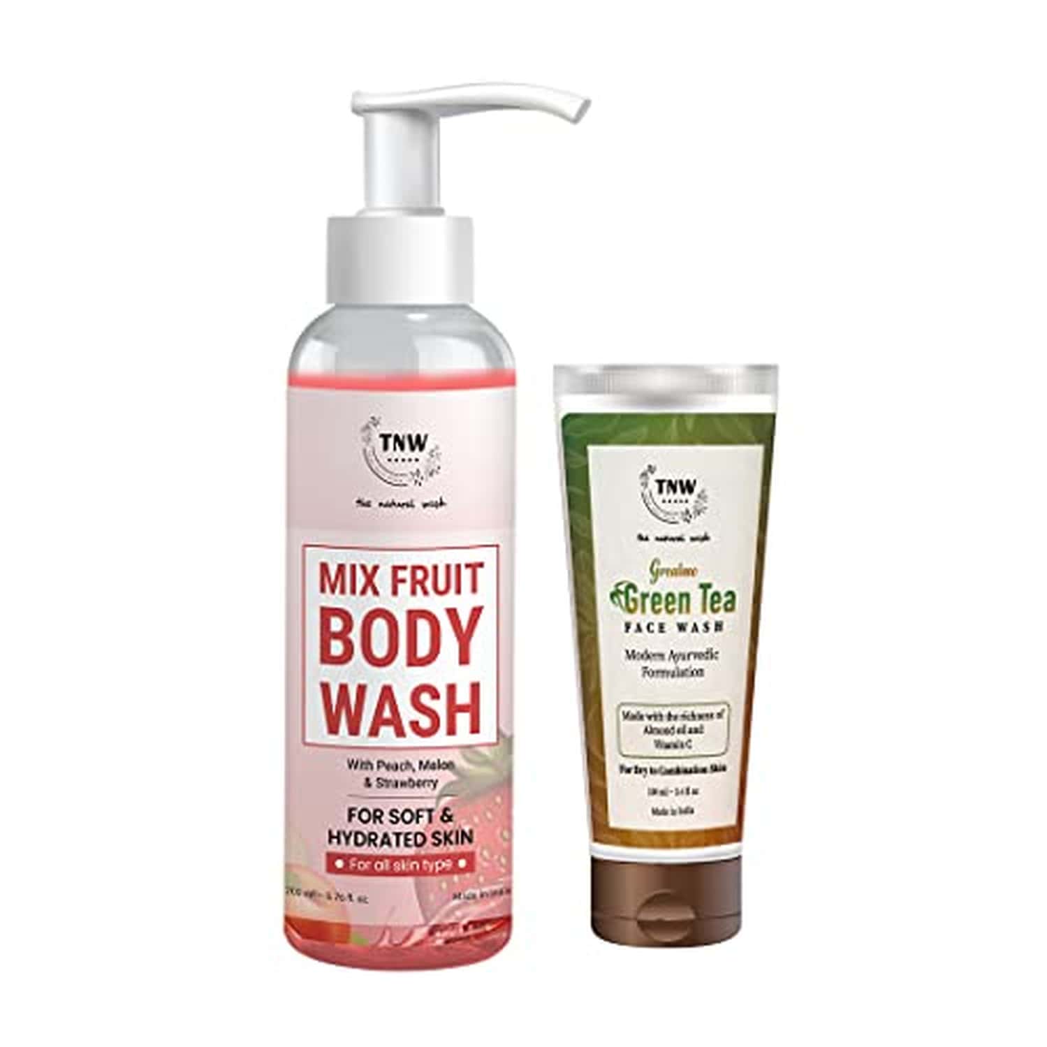 Tnw The Natural Wash Mix Fruit Body Wash And Green Tea Face Wash With Natural Ingredients Combo
