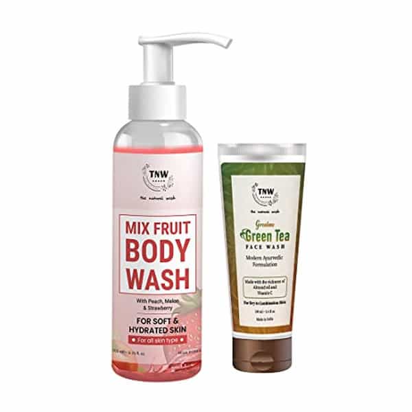 Tnw The Natural Wash Mix Fruit Body Wash And Green Tea Face Wash With Natural Ingredients Combo