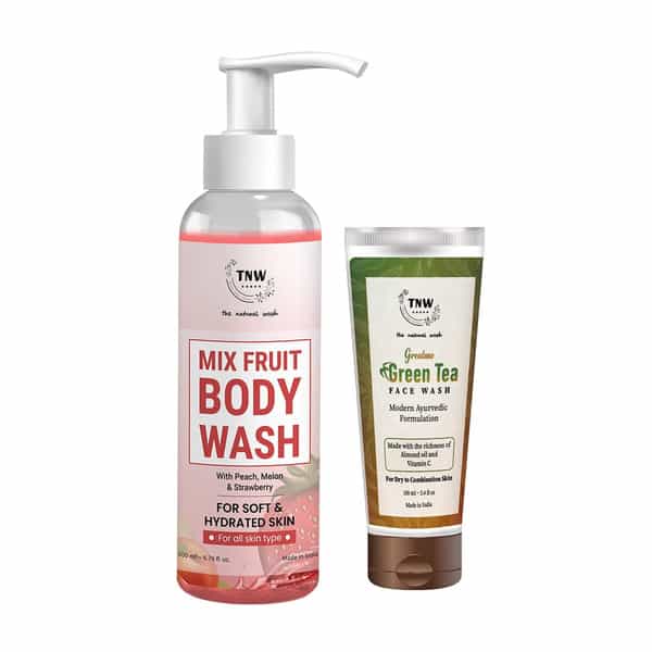 Tnw The Natural Wash Mix Fruit Body Wash And Green Tea Face Wash With Natural Ingredients Combo