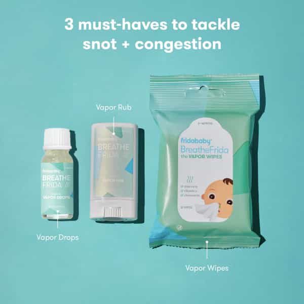 Fridababy Breathe Easy Kit | Baby Cold Relief Kit | Wipes + Balm + Drops | 3 Items