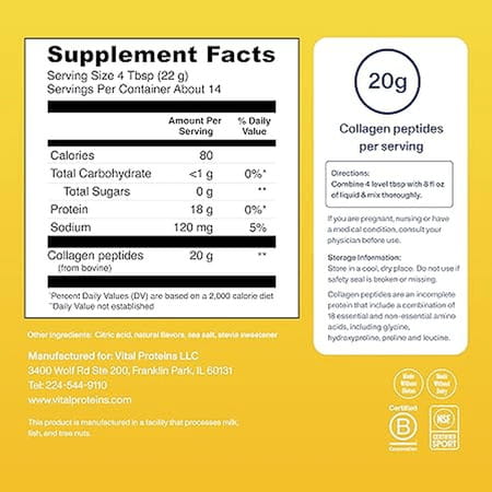 Vital Proteins Collagen Peptides Lemon 11 Oz (313G)
