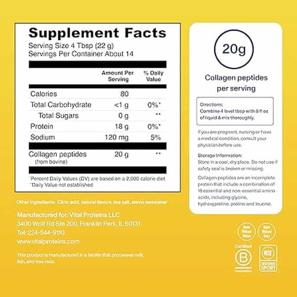 Vital Proteins Collagen Peptides Lemon 11 Oz (313G)