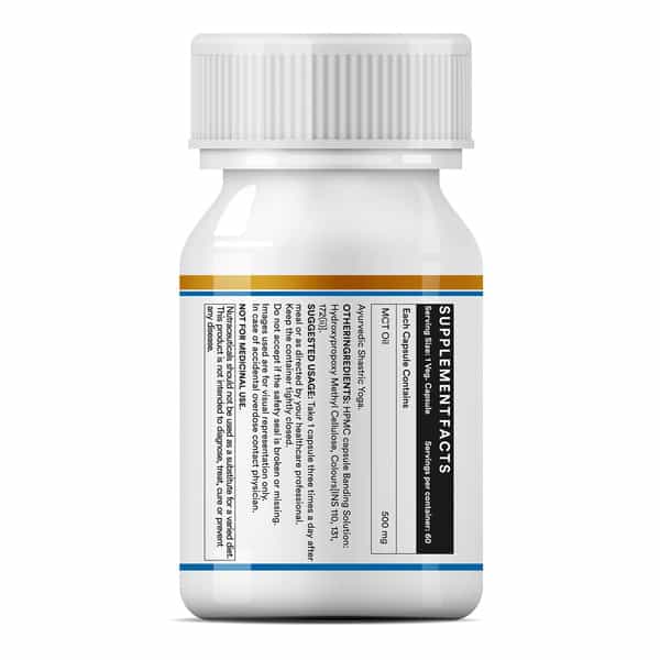Inlife Pure Mct Oil C8 C10 Keto Diet Weight & Fat Management Food Supplement 500Mg -60 Veg Capsules