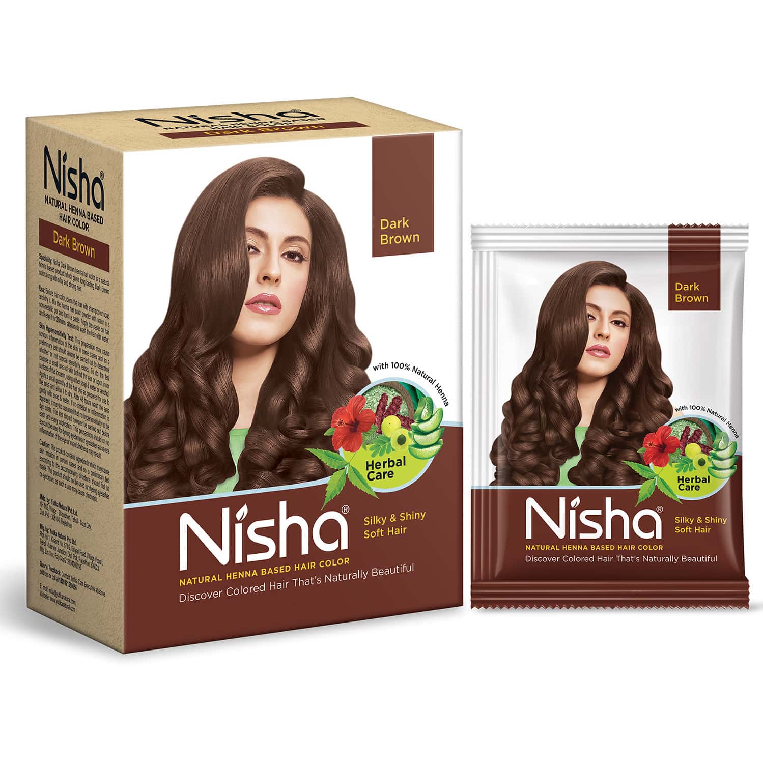 Nisha Henna Based Hair Color Dark Brown 60g | Henna Powder Hair Color Dye Brown Hair Colour