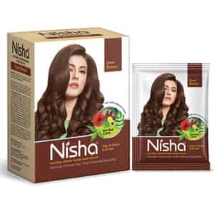 Nisha Henna Based Hair Color Dark Brown 60g | Henna Powder Hair Color Dye Brown Hair Colour