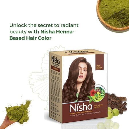 Nisha Henna Based Hair Color Dark Brown 60g | Henna Powder Hair Color Dye Brown Hair Colour