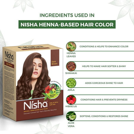 Nisha Henna Based Hair Color Dark Brown 60g | Henna Powder Hair Color Dye Brown Hair Colour