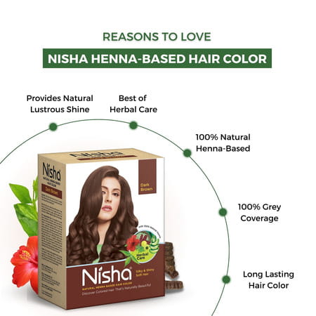 Nisha Henna Based Hair Color Dark Brown 60g | Henna Powder Hair Color Dye Brown Hair Colour