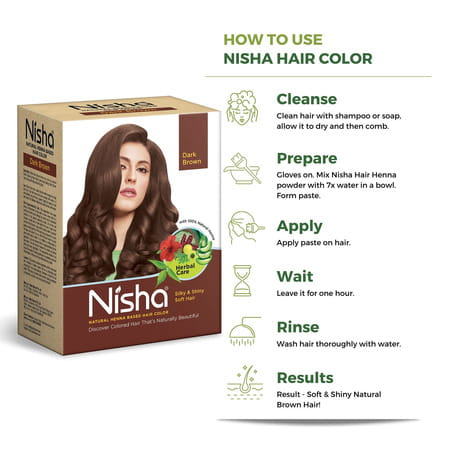 Nisha Henna Based Hair Color Dark Brown 60g | Henna Powder Hair Color Dye Brown Hair Colour
