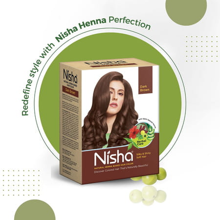 Nisha Henna Based Hair Color Dark Brown 60g | Henna Powder Hair Color Dye Brown Hair Colour