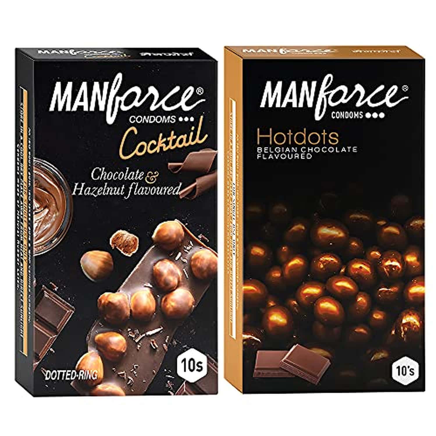 Manforce Premium Condoms (Hotdots Belgian Chocolate & Cocktail Chocolate+Hazelnut) Combo (Pack Of 2)