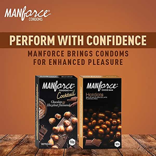 Manforce Premium Condoms (Hotdots Belgian Chocolate & Cocktail Chocolate+Hazelnut) Combo (Pack Of 2)
