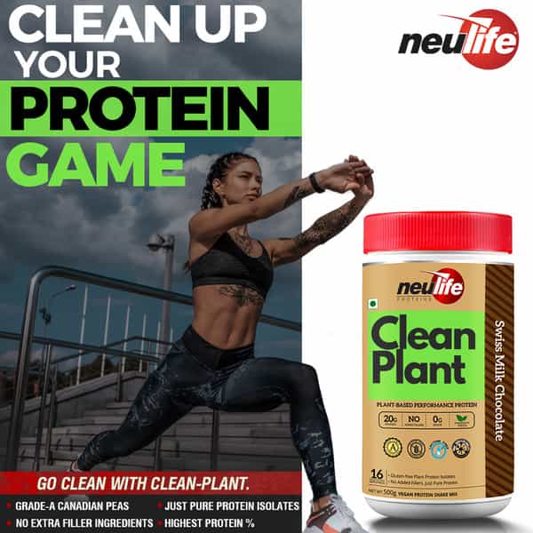 Neulife Clean-Plant Protein Isolate Powder | Vegan | 500G (Swiss Chocolate)