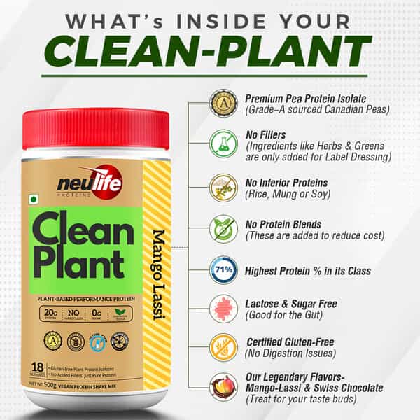Neulife Clean-Plant Protein Isolate Powder | Vegan | 500G (Swiss Chocolate)