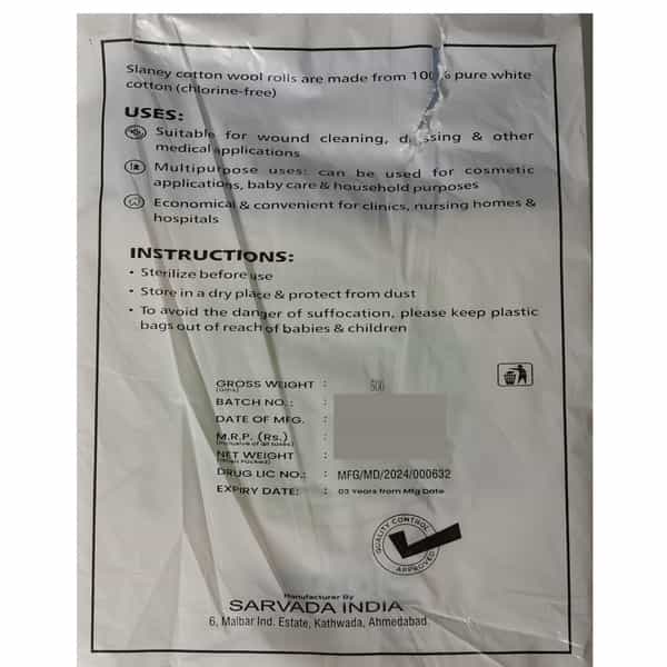 Slaney Absorbent Cotton Wool Roll - 500Gm