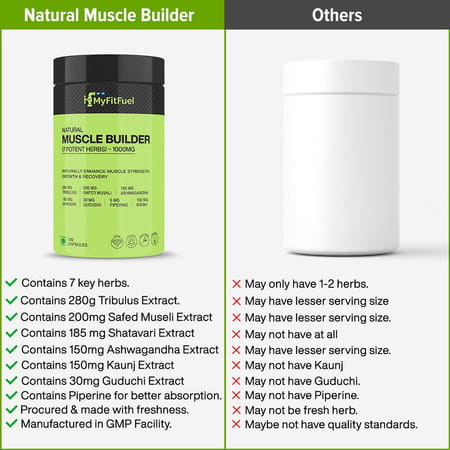 Myfitfuel Natural Muscle Herbs (7 Herbs) 1000Mg (120 Capsules) Enhance Muscle Strength & Recovery.