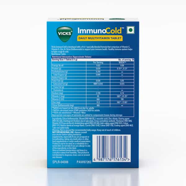 Vicks Immunocold 30S Pack | Daily Multivitamin Tablet | Immunity From Cough & Cold