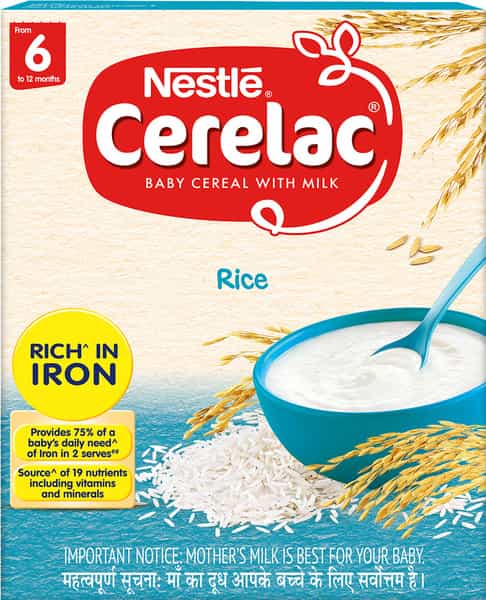 Nestle Cerelac Baby Cereal With Milk Rice Baby Food (From 6 Months) Box Of 300 G