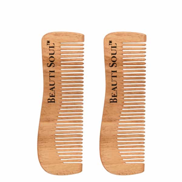 Beautisoul Neem Comb With Wide Tooth For Men | Comb For Hair Styling | Wooden Comb Combo Pack Of 2