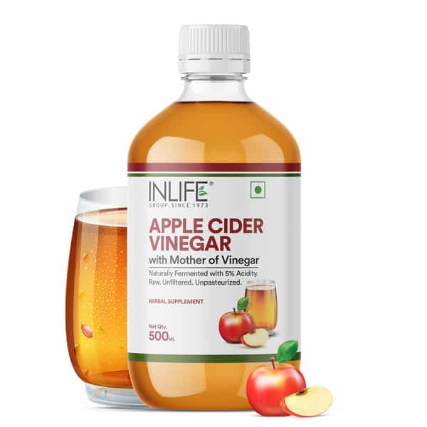 Inlife Apple Cider Vinegar With Mother Vinegar Raw For Skin Hair & Weight Management - 500 Ml