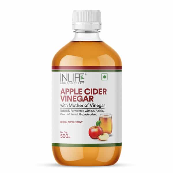 Inlife Apple Cider Vinegar With Mother Vinegar Raw For Skin Hair & Weight Management - 500 Ml