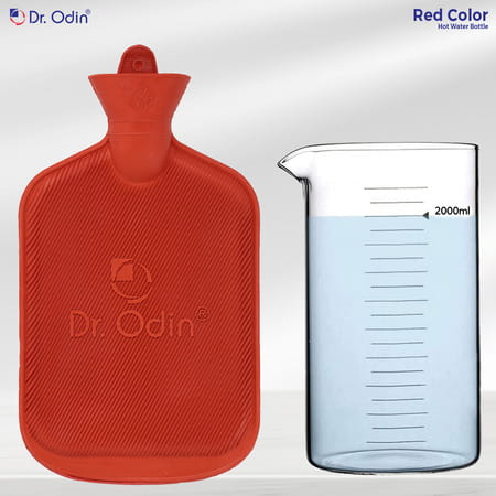 Dr. Odin 2 Litre Hot Water Bag | Non Electric Leakproof & Reusable Heating Pad (Red)