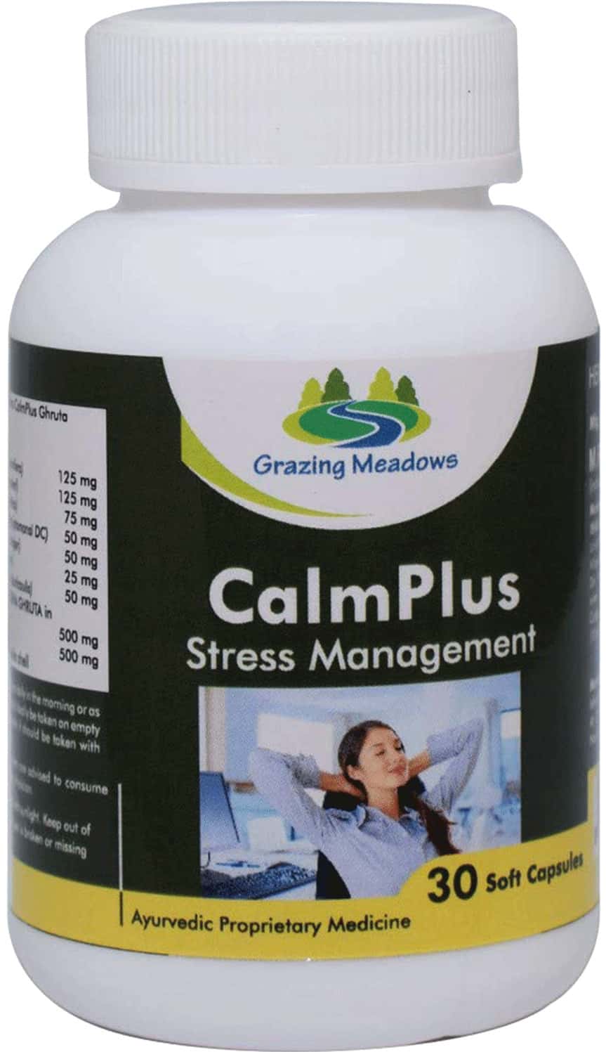 Grazing Meadows Calmplus 30 Capsules Ayurvedic Herbal Formulation For Stress Management (Pack Of 5)