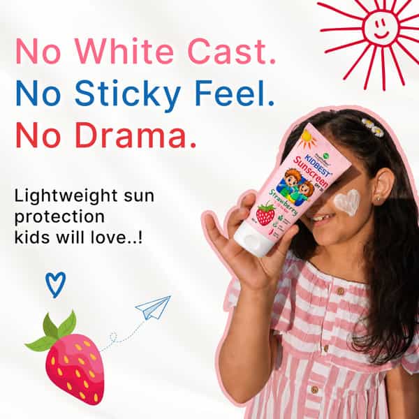 Healthbest Kids Sunscreen Spf 30 Pa+++ Strawberry Boosts Vitamin D Absorption Prevents Tanning 100Ml