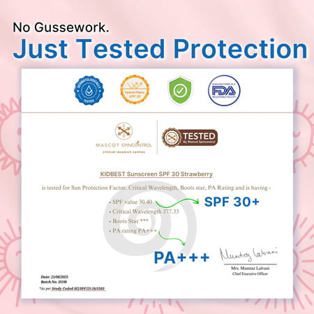 Healthbest Kids Sunscreen Spf 30 Pa+++ Strawberry Boosts Vitamin D Absorption Prevents Tanning 100Ml