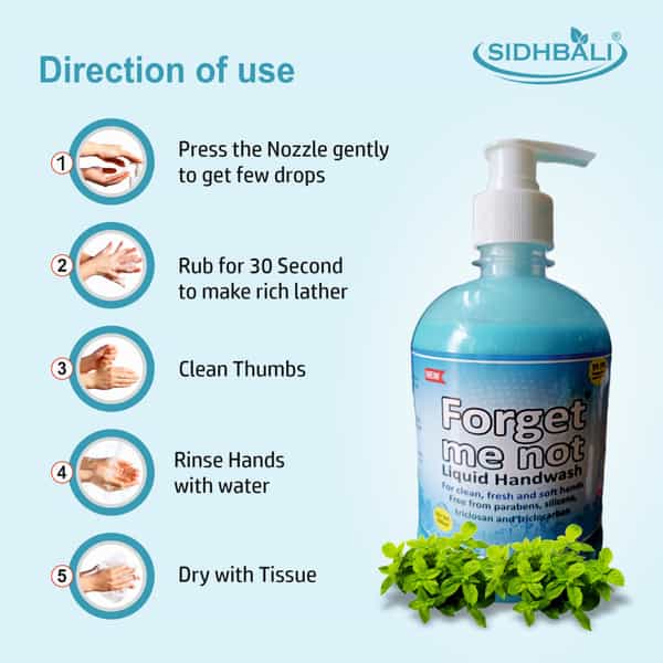 Forget Me Not Tulsi Liquid Handwash | No Paraben Silicon Triclosan Triclocarban Or Sulphate | 500Ml