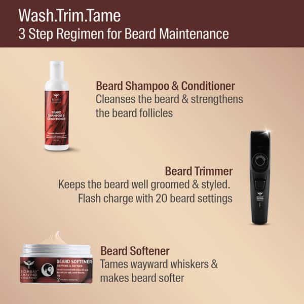 Bombay Shaving Company Cordless Beard Trimmer For Men With Free Beard Shampoo And Beard Softener