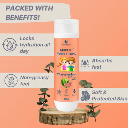 Healthbest Kidbest Body Lotion Moisturizer For Kids Watermelon Flavor - 200ml