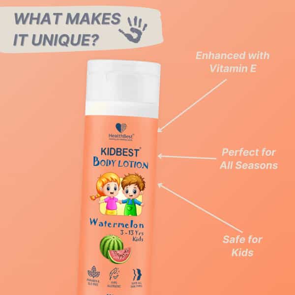 Healthbest Kids Body Lotion Moisturizer With Almond Oil Watermelon Flavor - 200Ml