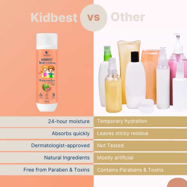 Healthbest Kids Body Lotion Moisturizer With Almond Oil Watermelon Flavor - 200Ml