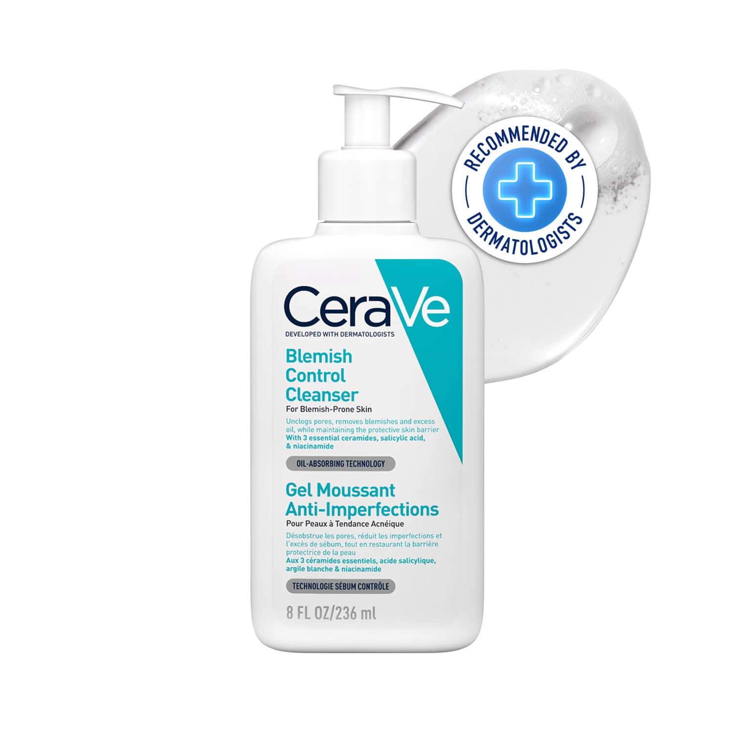 Cerave Blemish Control Cleanser With 2% Salicylic Acid & Niacinamide For Acne-prone Skin 236ml