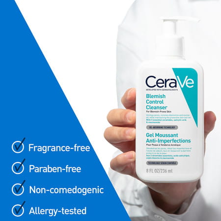 Cerave Blemish Control Cleanser With 2% Salicylic Acid & Niacinamide For Acne-Prone Skin 236ml